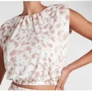 Express Cream and Pink Abstract Blouse